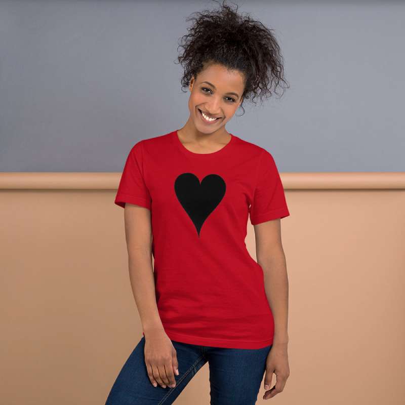 black heart on red shirt